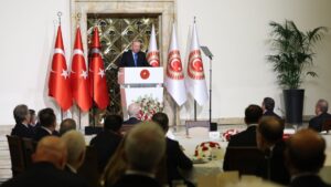 President Recep Tayyip Erdoğan is seen during an iftar dinner with deputies in Parliament, Ankara, Türkiye, March 13, 2025 (AA Photo)