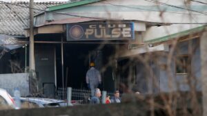 A view outside a night club, following a fire resulting in 59 deaths, Kocani, North Macedonia, March 16, 2025. (Reuters Photo)