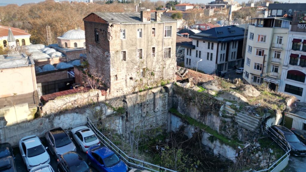 Aerial view of the 1,600-year-old multilayered historical building, Istanbul, Türkiye, March 17, 2025. (IHA Photo)