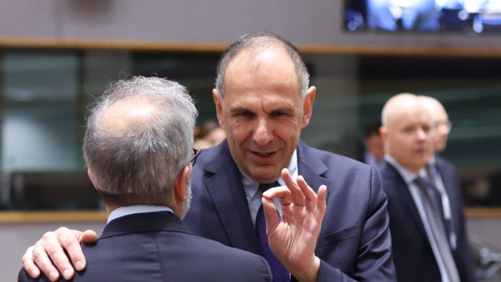 Greek Foreign Minister Giorgos Gerapetritis attends a European Foreign Affairs Council at the EU headquarters, Brussels, Belgium, March 17, 2025. (EPA Photo)