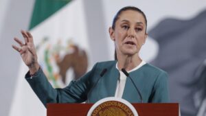 Mexican President Claudia Sheinbaum speaks at a news conference at the National Palace in Mexico City, Mexico, March 17, 2025. (EPA Photo)