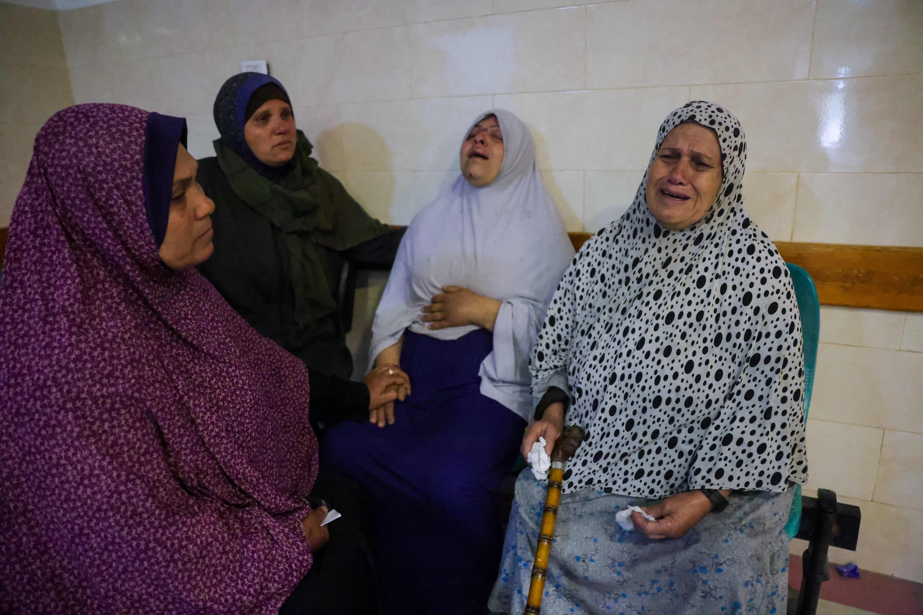 373436 Relatives mourn near the bodies of victims, killed in an Israeli strike, at the Indonesian Hospital in Beit Lahia, Gaza Strip, Palestine, March 18, 2025. (AFP Photo)