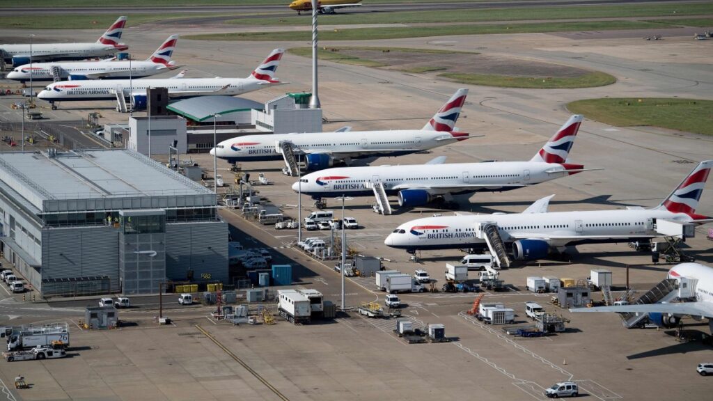 British Airways jets are seen at Heathrow Airport, London, U.K., June 13, 2021. (AFP Photo)