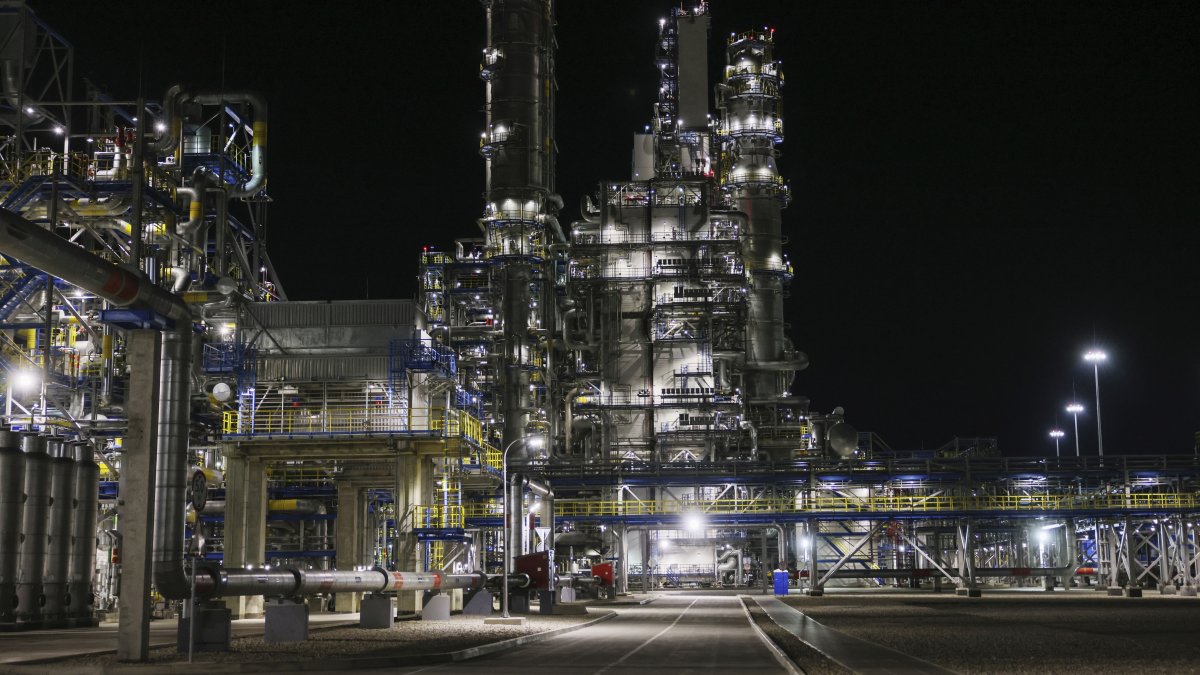 A view of Gazprom's Amur Gas Processing Plant in the far eastern Amur region, Russia, Sept. 13, 2023. (AP Photo)
