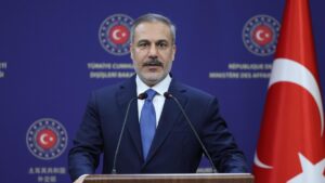 Foreign Minister Hakan Fidan speaks at a joint news conference with his Hungarian counterpart Peter Szijjarto in the capital, Ankara, Türkiye, March 21, 2025. (AA Photo)