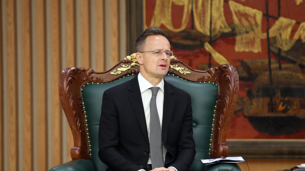Hungarian Foreign Minister Peter Szijjarto speaks during his meeting with the Vietnamese prime minister, Hanoi, Vietnam, March 19, 2025. (EPA Photo)