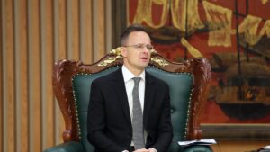 Hungarian Foreign Minister Peter Szijjarto speaks during his meeting with the Vietnamese prime minister, Hanoi, Vietnam, March 19, 2025. (EPA Photo)