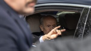 Devlet Bahçeli, the head of the Nationalist Movement Party (MHP), is seen during a visit to the grave of MHP’s founding chairperson Alparslan Türkeş, Ankara, Türkiye, April 4, 2025. (AA Photo)