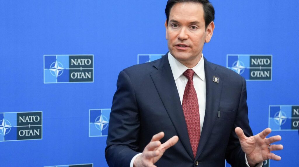 U.S. Secretary of State Marco Rubio addresses the audience during a final news conference as part of the meeting of NATO foreign ministers at NATO's headquarters, Brussels, Belgium, April 4, 2025. (AFP Photo)