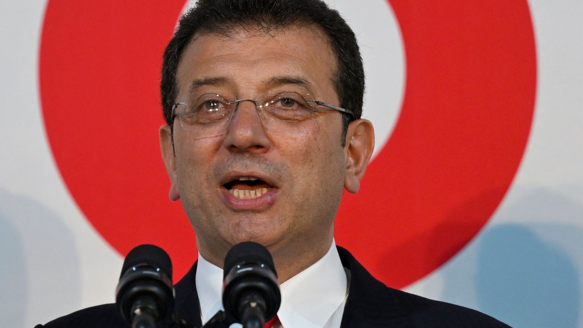 Istanbul Mayor and mayoral candidate Ekrem Imamoğlu delivers a speech amid the first partial ballot counting of the municipal elections, Istanbul, Türkiye, March 31, 2024. (AFP Photo)