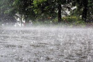 Torrential rain, which has caused floods in India and Nepal, is seen. (DHA Photo)
