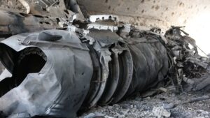 Destruction in a hangar after Israeli airstrikes targeted Hama military airport, Hama, Syria, April 3, 2025. (EPA Photo)