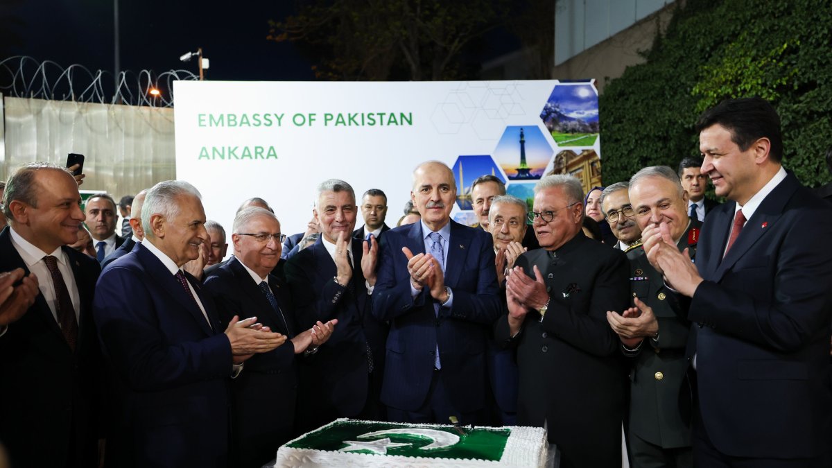Parliament Speaker Numan Kurtulmuş attends the reception marking the national day of Pakistan, Ankara, Türkiye, April 15, 2025 (AA Photo)
