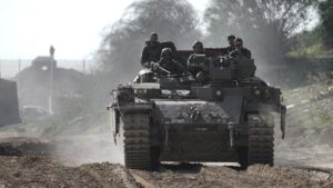 Israeli troops operate at a location in the Gaza Strip, Palestine, Jan. 18, 2025. (AP Photo)