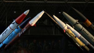Iranian missiles are displayed at the Islamic Revolutionary Guard Corps (IRGC) Aerospace Force Museum in Tehran, Iran, Nov. 15, 2024. (Reuters Photo)