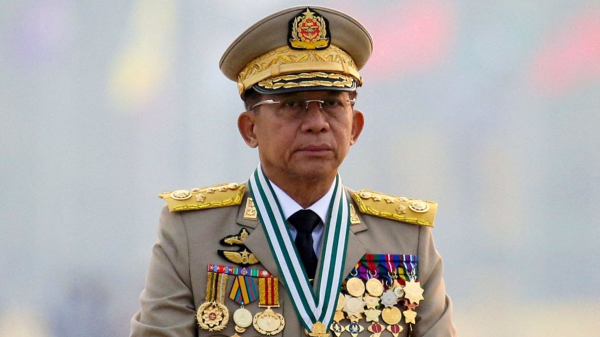 Myanmar's junta chief Senior General Min Aung Hlaing, who ousted the elected government in a coup, presides at an army parade on Armed Forces Day, Naypyitaw, Myanmar, March 27, 2021. (Reuters Photo)
