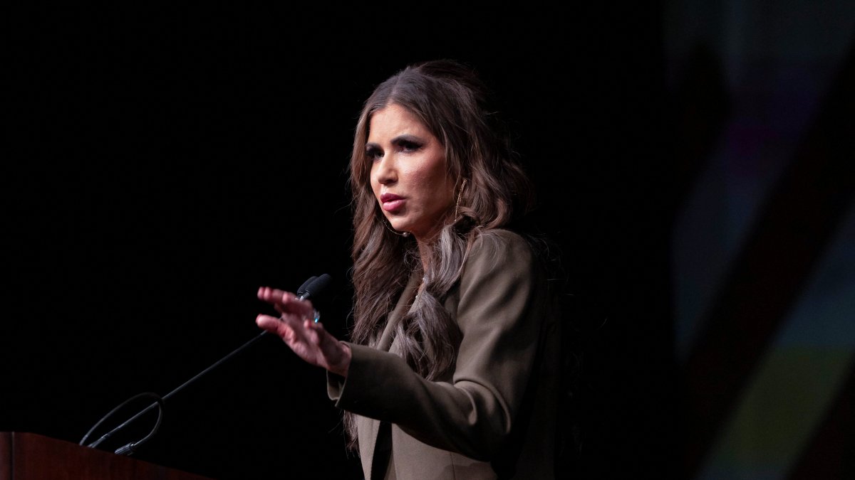 U.S. Department of Homeland Security Secretary Kristi Noem speaks at an expo in Phoenix, Arizona, U.S., April 8, 2025. (Reuters Photo)