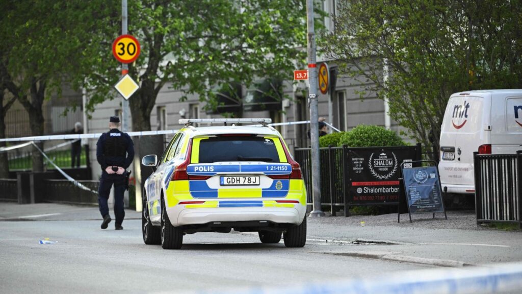 Police officers cordon off the scene after several people were killed in a shooting at Vaksala Square in central Uppsala, Sweden, April 29, 2025. (AFP Photo)