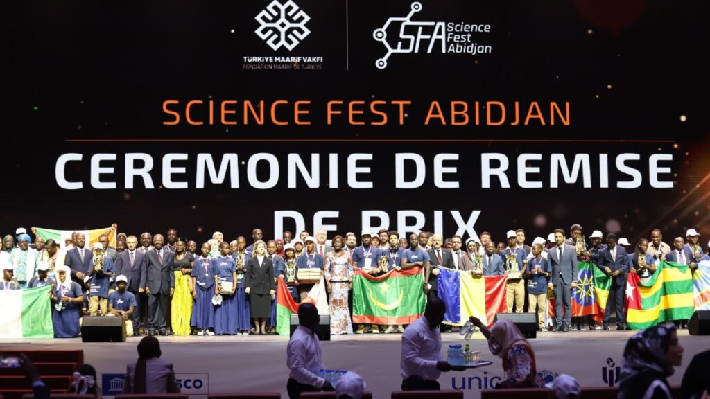 Winners of the science and technology festival pose together in Abidjan, Côte d'Ivoire, April 30, 2025. (Courtesy of TMV)