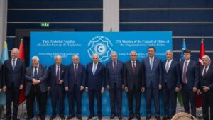 Members of the Council of Elders of the Organization of Turkic States (OTS) attend the council meeting, Kyrenia, TRNC, May 2, 2025. (AA Photo)