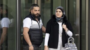 Odai Al Fayoumi (L) father of Wadee Al Fayoumi, who was murdered by Joseph Czuba in 2023, walks out of the Will County Courthouse after the sentencing of Czuba in Joliet, Ill., Chicago, U.S., May 2, 2025. (AP Photo)