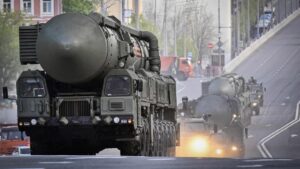 Russian Yars ICBMs travel through central Moscow, Russia, May 3, 2025. (AFP Photo)