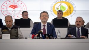 Agriculture and Forestry Minister Ibrahim Yumaklı (C) attends an event where the fight against forest fires is discussed, Ankara, Türkiye, May 5, 2025. (AA Photo)