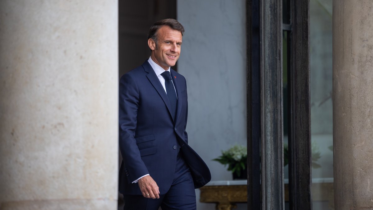 French President Emmanuel Macron at the Elysee Palace in Paris, France, May 5, 2025. (EPA Photo)