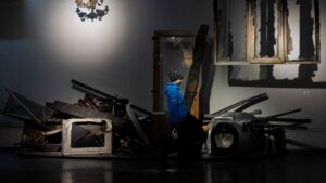 A child visits an exhibition on the Russia-Ukraine war at the National Museum of the History of Ukraine in World War II, Kyiv, Ukraine, May 2, 2025. (AFP Photo)