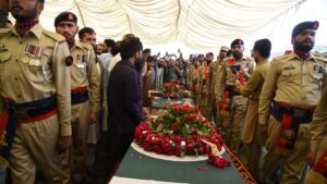 Mourners attend a funeral ceremony for those killed in an attack on Muridke, near Lahore, following Indian military strikes on targets in Pakistan and Pakistan-administered Azad Kashmir, May 7, 2025. (AA Photo)