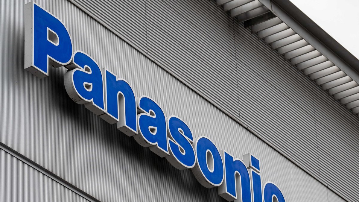 The logo of Japanese electronics giant Panasonic is seen outside the Panasonic Center, Tokyo, Japan, Feb. 2, 2023. (AFP Photo)