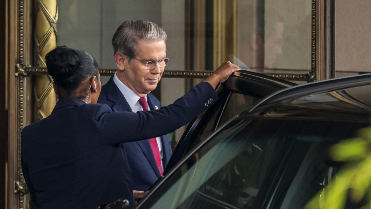 U.S. Secretary of Treasury Scott Bessent leaves his hotel to a meeting with China's officials on tariffs in Geneva, Switzerland, May 10, 2025. (AFP Photo)
