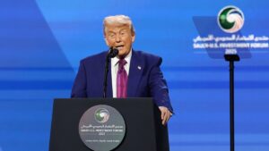 U.S. President Donald Trump attends the Keynote Address at the Saudi-U.S. Investment Forum in Riyadh, Saudi Arabia, May 13, 2025. (EPA Photo)