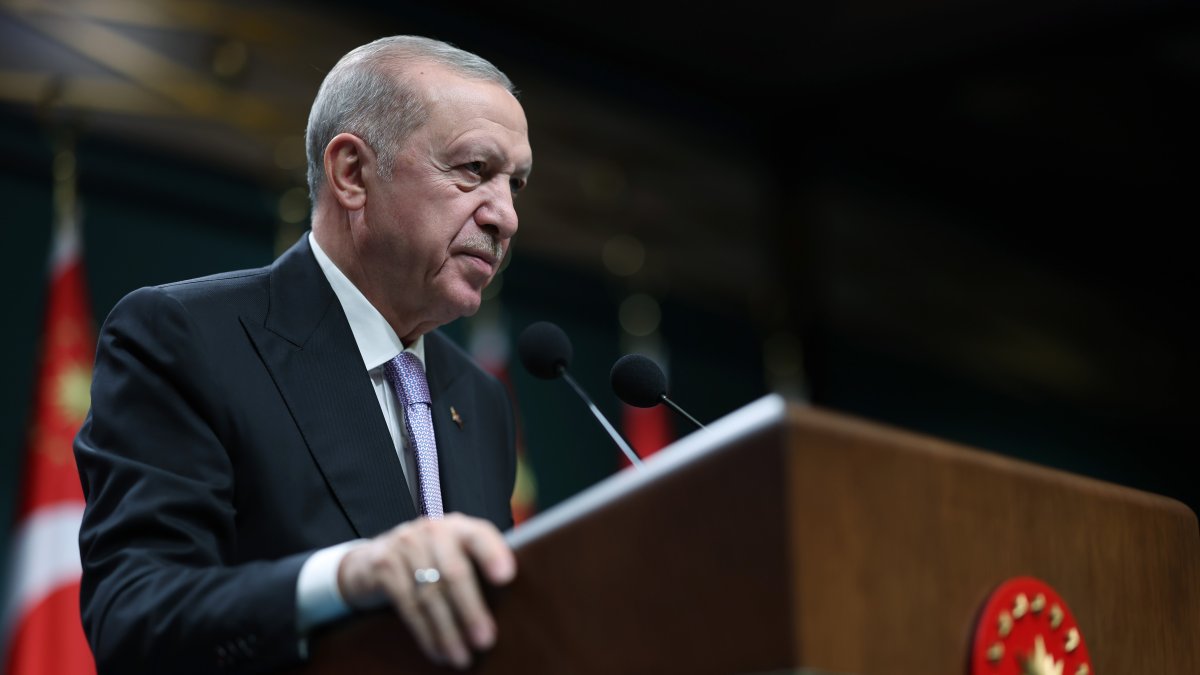 President Recep Tayyip Erdoğan speaks at an event in Ankara, Türkiye, May 12, 2025. (DHA Photo)