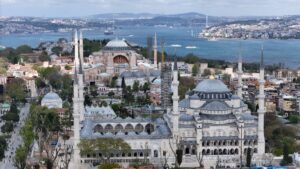 A view of the Istanbul skyline shows Hagia Sophia and Sultan Ahmet Mosque, Istanbul, Türkiye, May 14, 2025.