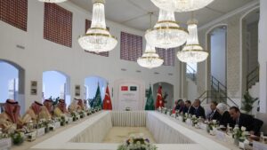 The Coordination Council meeting was attended by the foreign ministers of both countries, Riyadh, Saudi Arabia, May 18, 2025. (İHA Photo)