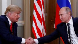 U.S. President Donald Trump and Russia&amp;amp;#039;s President Vladimir Putin shake hands as they meet in Helsinki, Finland July 16, 2018. (Reuters File Photo)