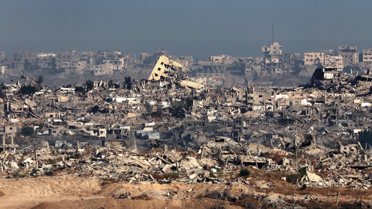 This picture taken from a position in southern Israel shows destroyed buildings in the Gaza Strip, May 20, 2025. (AFP Photo)