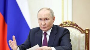 Russian President Vladimir Putin chairs a meeting with members of the Russian government via videoconference at the Kremlin, Moscow, Russia, May 22, 2025. (EPA Photo)