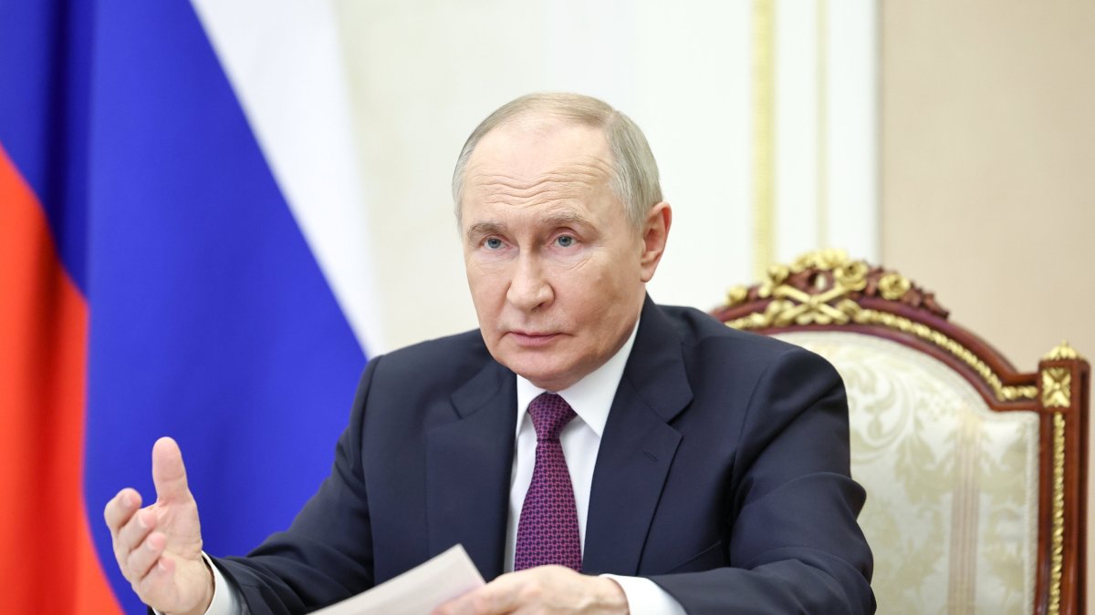 Russian President Vladimir Putin chairs a meeting with members of the Russian government via videoconference at the Kremlin, Moscow, Russia, May 22, 2025. (EPA Photo)