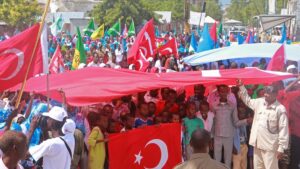 Somalis protest against an attempted coup in Türkiye in support of the Turkish government, Mogadishu, Somalia, July, 16, 2016. (AP Photo)
