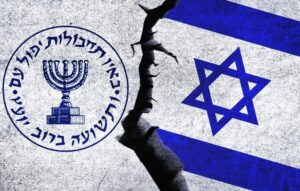 An illustration of the Israeli flag and the Mossad logo on a wall. Turkish intelligence has uncovered Mossad's recruitment of locals for espionage in the past few years in separate investigations. (Shutterstock Photo)