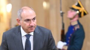 Armenian Prime Minister Nikol Pashinyan arriving for a gala concert held for heads of foreign delegations attending celebrations to mark Victory Day, Moscow, Russia, May 8, 2025. (EPA Photo)