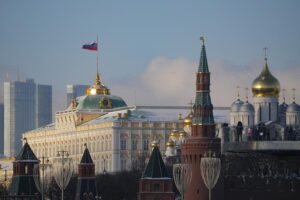 The Russian national flag waves at the Kremlin in Moscow, Russia, Jan. 6, 2023. (DHA Photo)