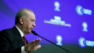 President Recep Tayyip Erdoğan speaks at his ruling AK Party's meeting, Ankara, Türkiye, May 27, 2025. (AA Photo)
