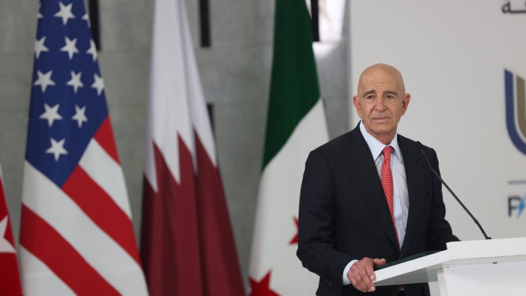 U.S. Ambassador to Türkiye Tom Barrack speaks at a press conference in Ankara, Türkiye, May 29, 2025. (AA Photo)