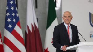 U.S. Ambassador to Türkiye Tom Barrack speaks at a press conference in Ankara, Türkiye, May 29, 2025. (AA Photo)