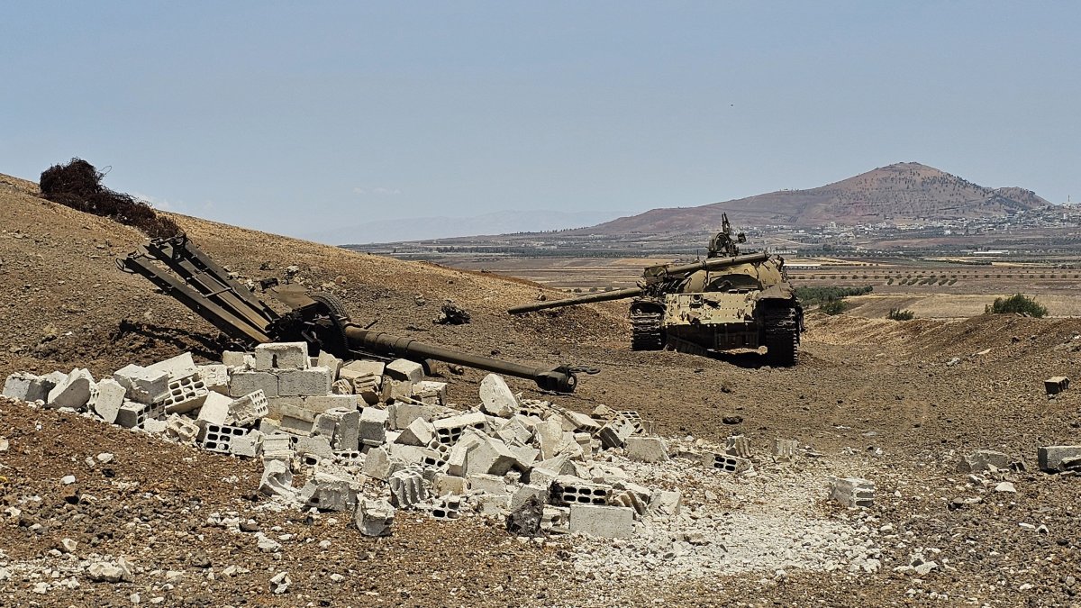Syrian military equipment lay destroyed after Israeli strikes in Daraa, Syria, June 4, 2025. (AA Photo)