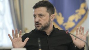 Ukrainian President Volodymyr Zelenskyy holds a briefing amid the ongoing Russian invasion, Kyiv, Ukraine, June 4, 2025. (EPA Photo)