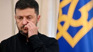 President Volodymyr Zelenskyy looks on during a press conference with Germany's Defence Minister following their talks in Kyiv, Ukraine, June 12, 2025. (AFP Photo)